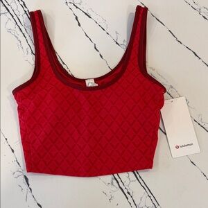 NWT Lululemon Red Textured Mesh Tennis Cropped Tank in Small